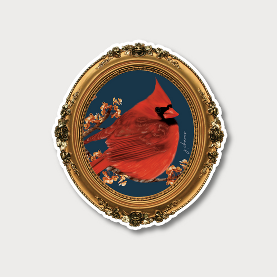 Cardinal Vintage Framed Vinyl Sticker