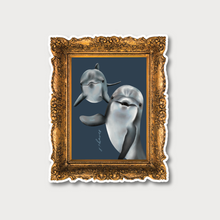  Dolphin Vintage Framed Vinyl Sticker